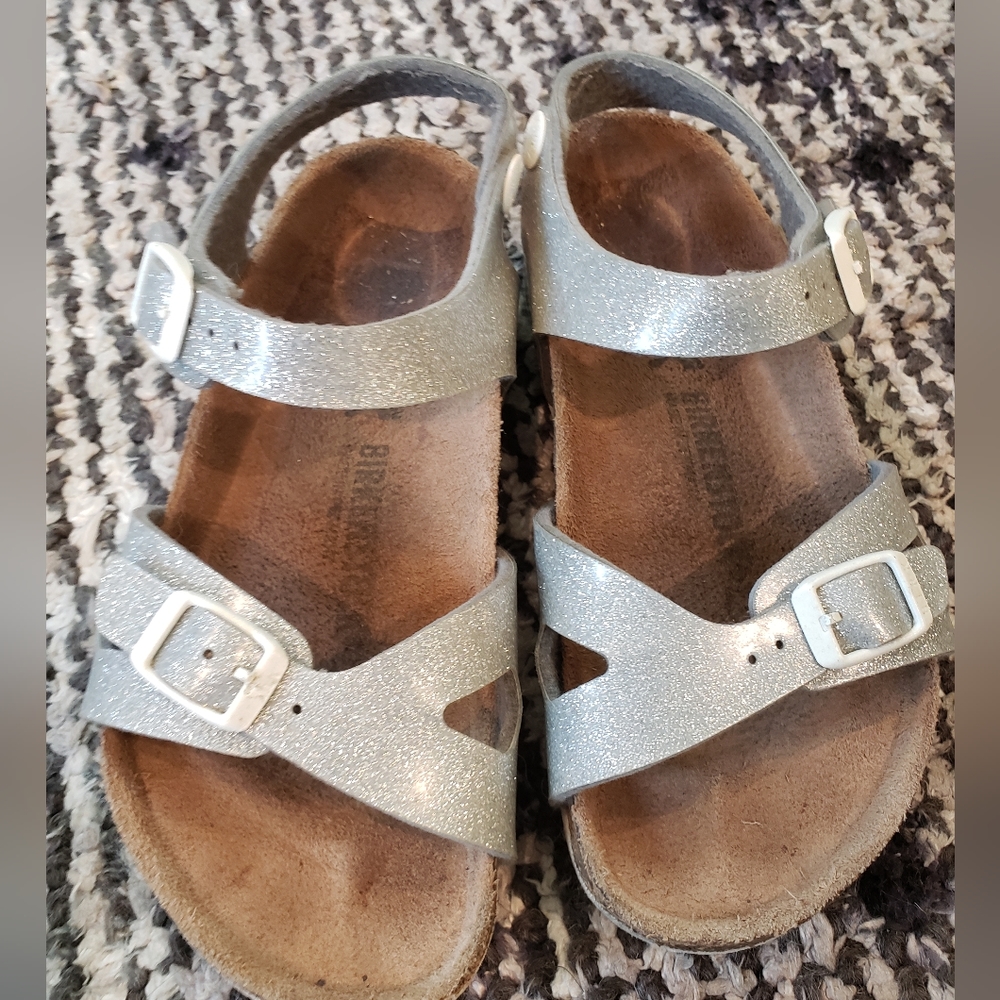 Birkenstock Rio silver glitter